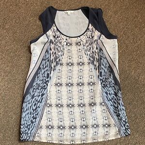 CAbi Women's Tank Top - Navy and White Pattern